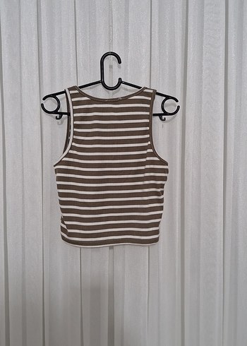 Kahverengi Çizgili Kısa Triko Atlet - Görsel 4