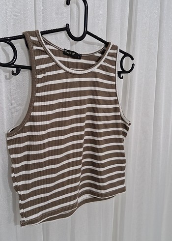 Kahverengi Çizgili Kısa Triko Atlet - Görsel 2