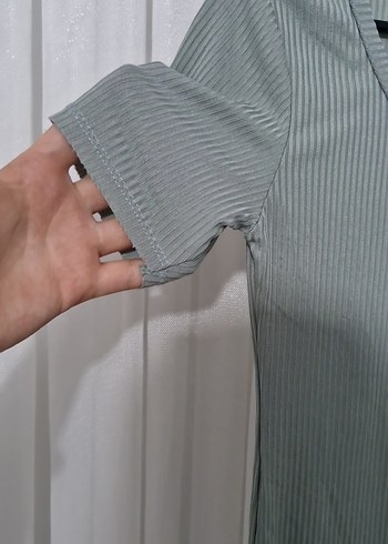 su yeşili Kısa Kollu Kadın Tişört - Görsel 3