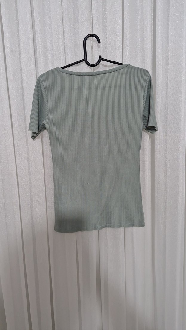 su yeşili Kısa Kollu Kadın Tişört - Görsel 2