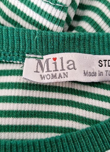 universal Beden yeşil Renk Yeşil çizgili crop tişört triko çelik kumaş