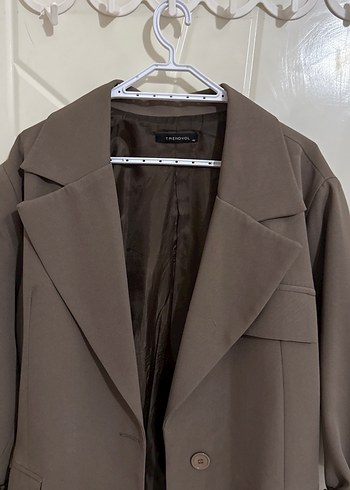 Trendyol & Milla Bej Düğmeli Kadın Keten Blazer Ceket