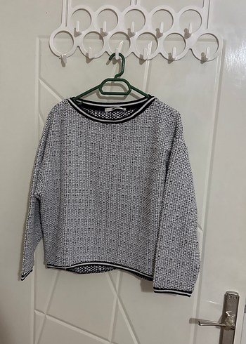 Gri Örgü Kadın Sweatshirt