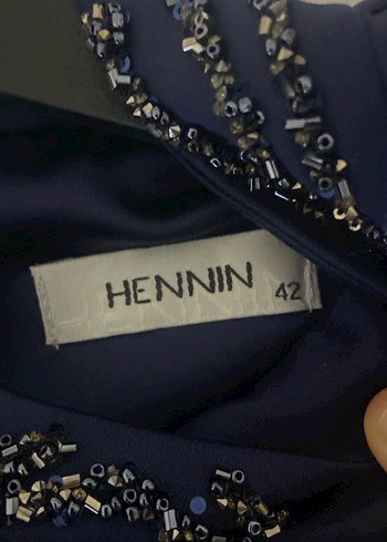 Uzun Kollu Drapeli Lacivert  uzun Abiye Elbise - Görsel 7