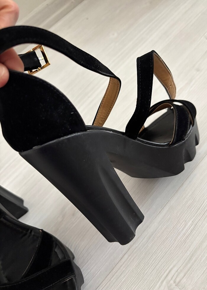 Kalın topuk, spor , süet - Görsel 2