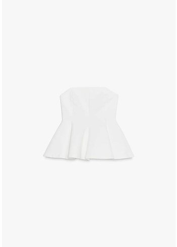 Beyaz Straplez  Kadın top zara s etiketli - Görsel 3