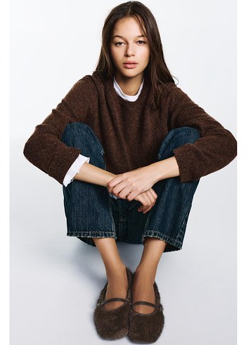 Kürk Detaylı Kahverengi  Babet 38 etiketli - Görsel 2