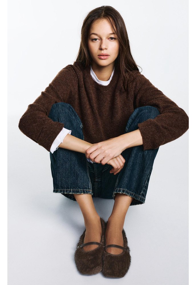 Kürk Detaylı Kahverengi  Babet 38 etiketli - Görsel 2