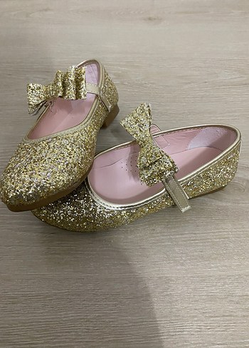 Kız Çocuk Altın Simli Babet Ayakkabı - Görsel 3