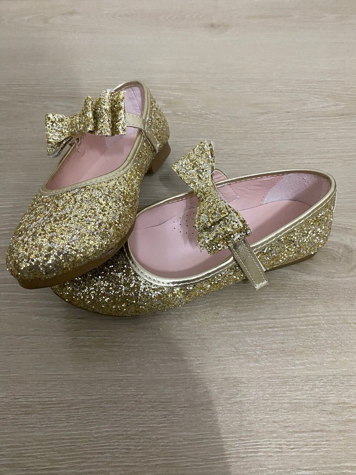 Kız Çocuk Altın Simli Babet Ayakkabı - Görsel 3