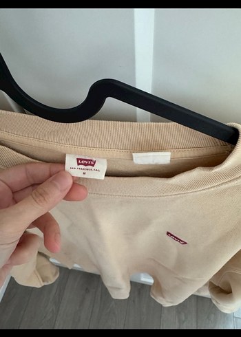 m Beden Bej Kadın Uzun Kollu Basic Sweatshirt