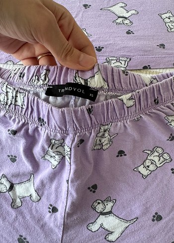xs Beden Mor Baskılı Kadın Kısa Kollu Pijama Takımı