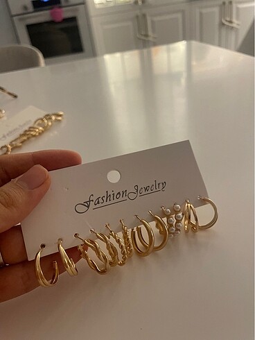 Gold halka küpe seti