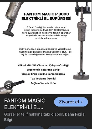 Fantom Magic P 3000 Elektrikli El Süpürgesi