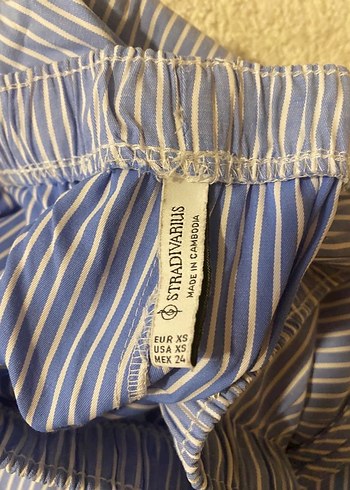 Gri Çizgili Bol Kesim Midi Kadın Pantolon - Görsel 2