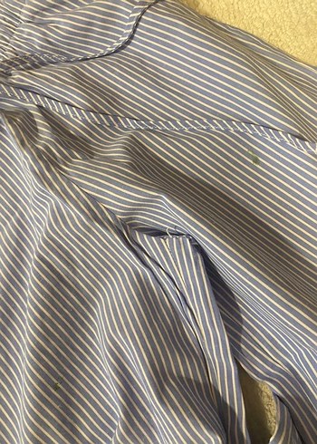 Gri Çizgili Bol Kesim Midi Kadın Pantolon - Görsel 3