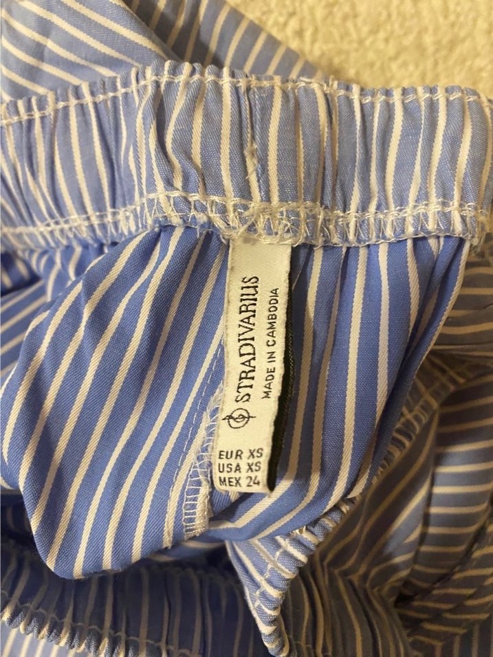 Gri Çizgili Bol Kesim Midi Kadın Pantolon - Görsel 2