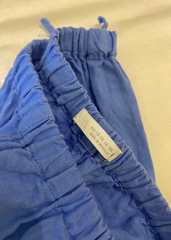 Mavi Keten Rahat Kesim Kiz Pantolon - Görsel 2