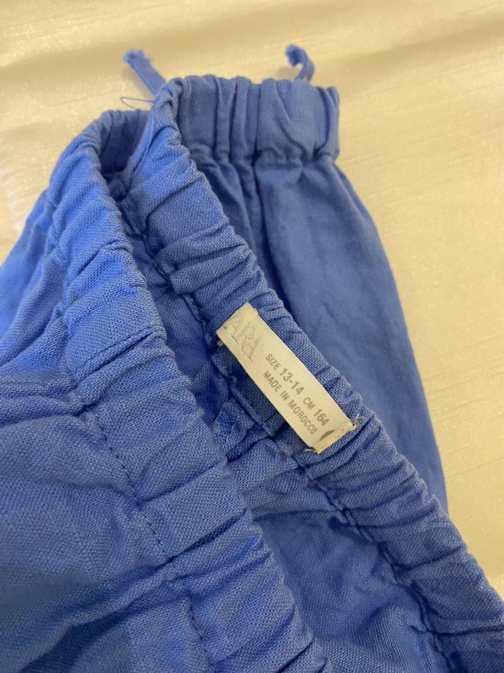 Mavi Keten Rahat Kesim Kiz Pantolon - Görsel 2