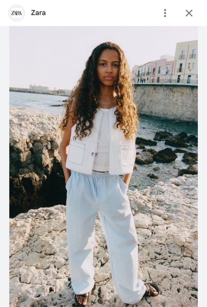 Nakışlı Beyaz Keten kiz cocuk Yelek - Görsel 3