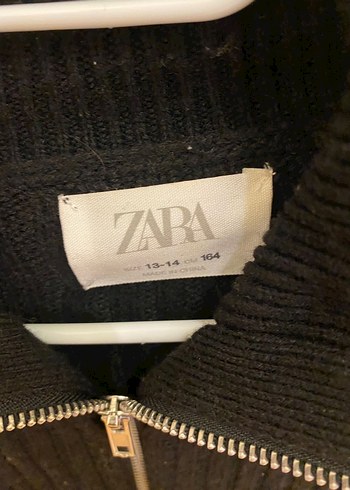 Zara Siyah Yünlü Fermuarlı kiz Ceket - Görsel 2