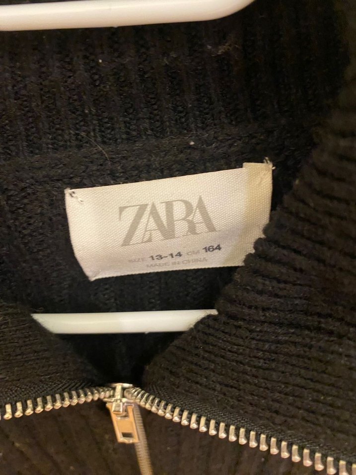 Zara Siyah Yünlü Fermuarlı kiz Ceket - Görsel 2