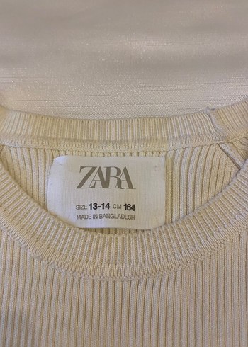 Zara Beyaz Mavi Çizgili Kısa Kollu Triko - Görsel 3