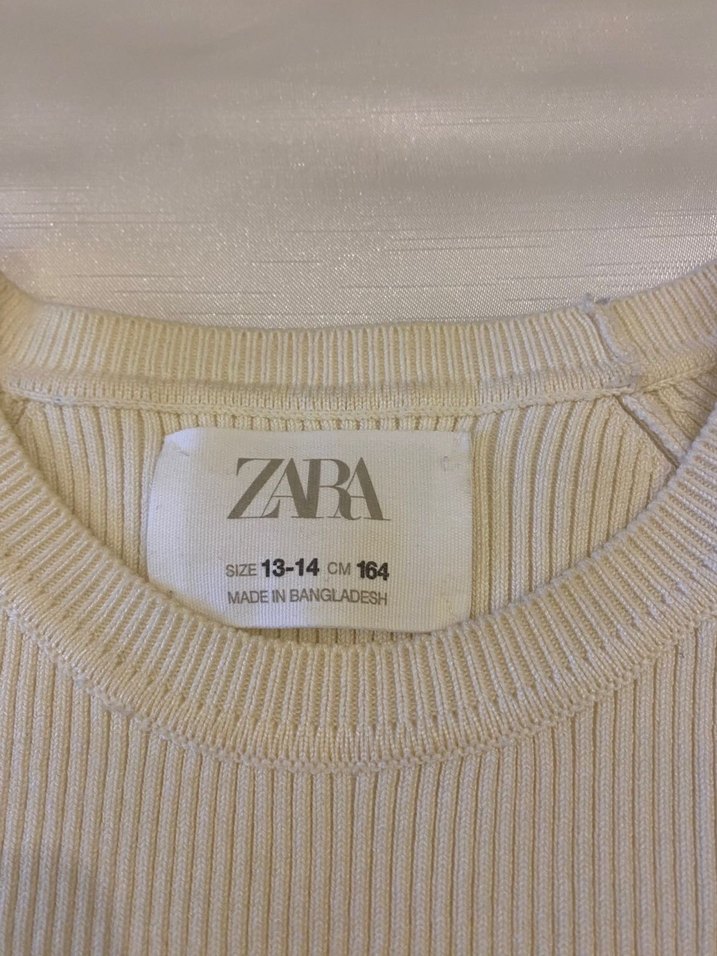 Zara Beyaz Mavi Çizgili Kısa Kollu Triko - Görsel 3