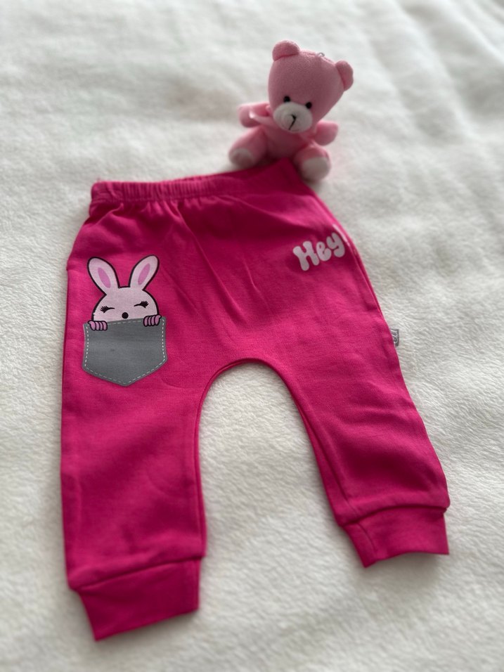 Kız Çocuk Pembe Baskılı Rahat Eşofman - Görsel 2