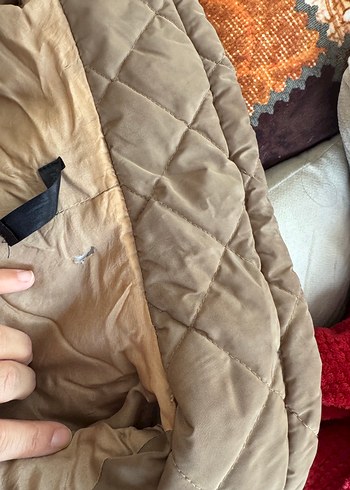 40 Beden camel Renk Ekol Kapitone Midi Kaban