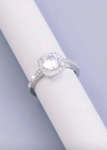 American Vintage Beyaz Payetli Minimalist Modern Klasik Kadın Yüzük