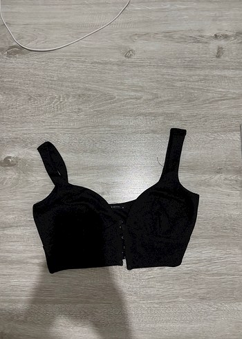Düğmeli Siyah Gotik Mini Büstiyer