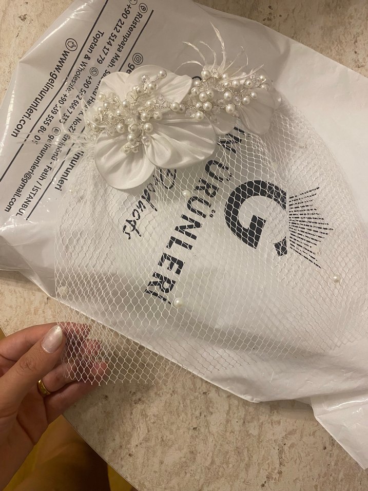 Vualet özel yapım Beyaz Dantel Vintage Kadın Saç Aksesuarı - Görsel 3