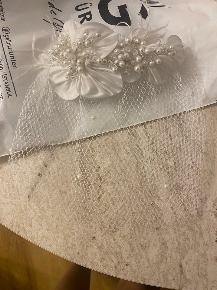 Vualet özel yapım Beyaz Dantel Vintage Kadın Saç Aksesuarı - Görsel 2