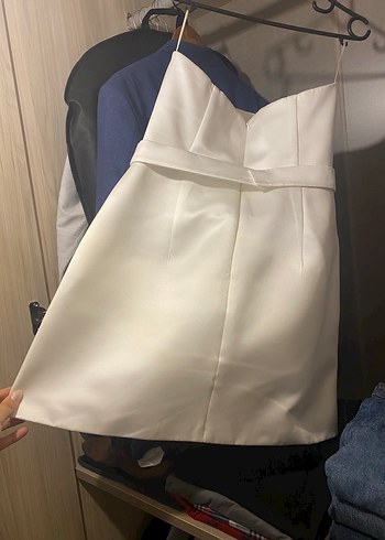 Beyaz Straplez Mini Gelinlik M beden - Görsel 6