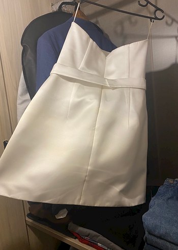 Beyaz Straplez Mini Gelinlik M beden - Görsel 5