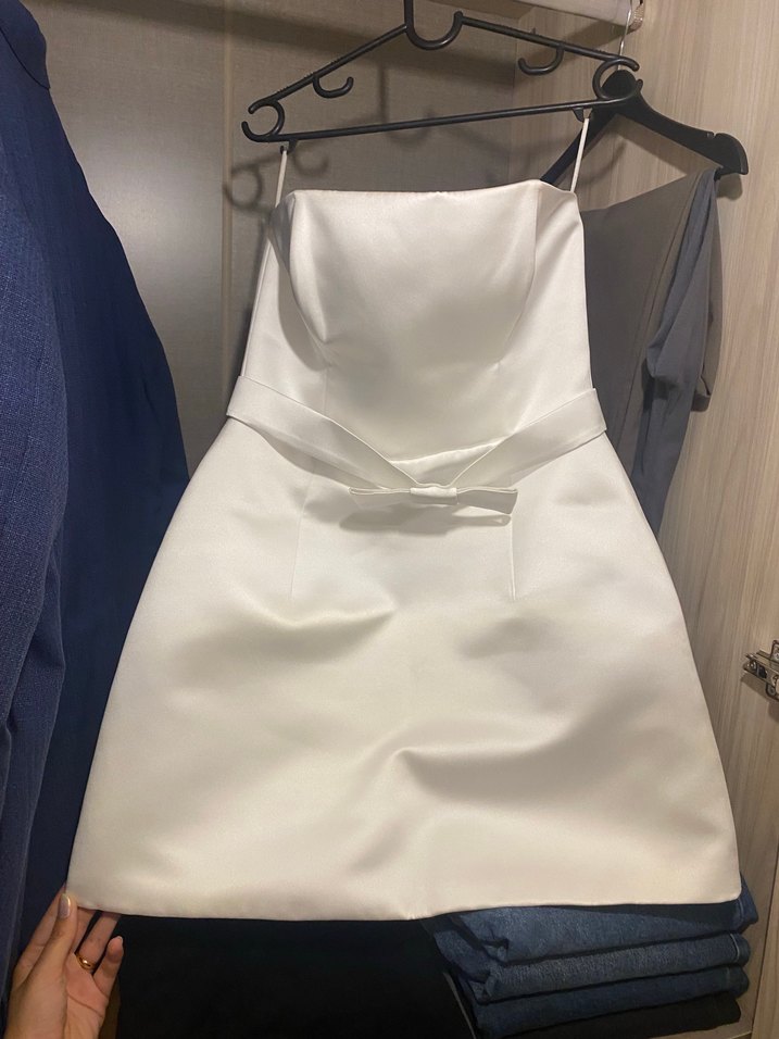 Beyaz Straplez Mini Gelinlik M beden - Görsel 4