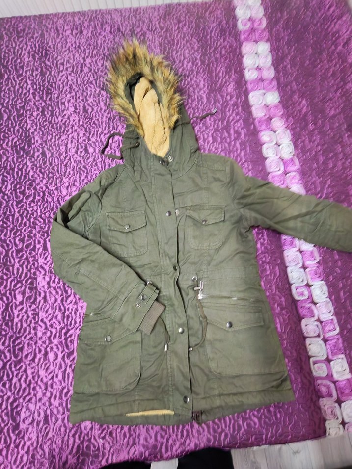 Kürk Detaylı Kadın Haki Ceket - Görsel 2