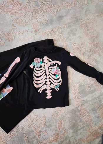 2 adet Kız Çocuk Siyah Baskılı Uzun Kollu Tişört - Görsel 2