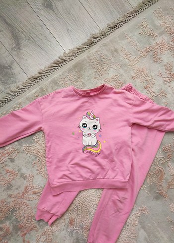 Pembe Örme Baskılı Kız Bebek Takımı - Görsel 2