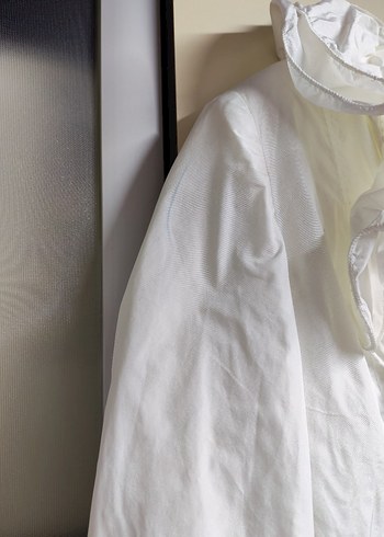 Fırfırlı Beyaz paraşüt kumasCeket - Görsel 4