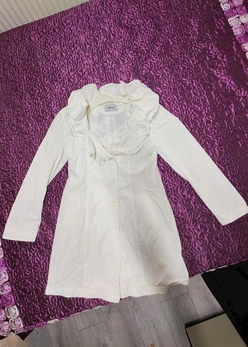 Fırfırlı Beyaz paraşüt kumasCeket - Görsel 2