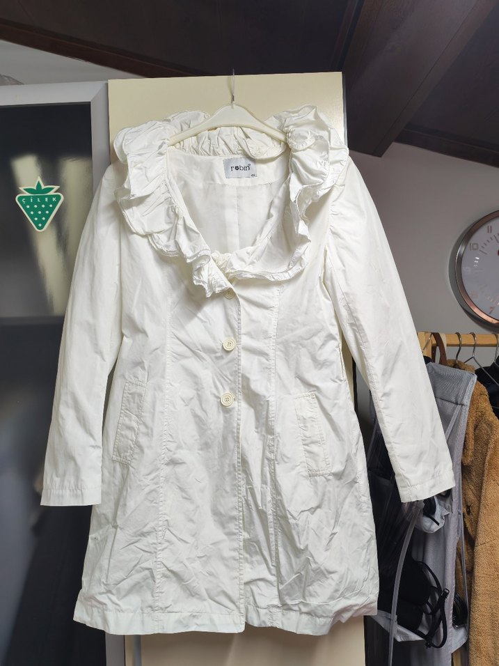 Fırfırlı Beyaz paraşüt kumasCeket - Görsel 3