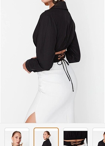 trendyolmilla korse detaylı poplin gomlek 