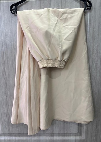 Bej Uzun Drapeli Kadın Etek - Görsel 2