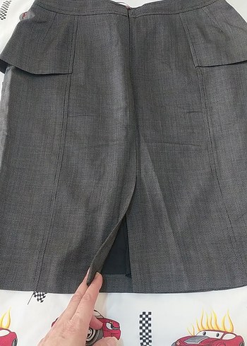 Gri Midi Pileli Kadın Kalem Etek - Görsel 4