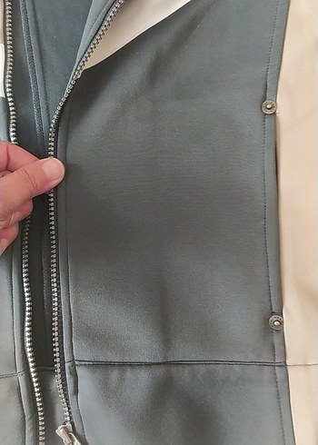 38 Beden gri Renk Kadın Gri Yüksek Yakalı Fermuarlı Ceket