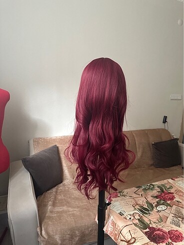  Beden bordo Renk Şarap Kızılı Kahküllü Peruk