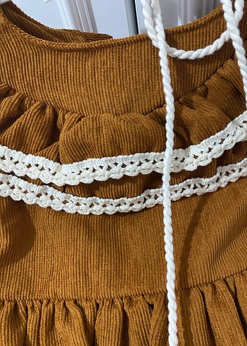 Kahverengi Fırfırlı Bohem Kız Elbisesi - Görsel 5