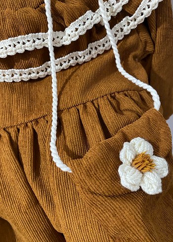 Kahverengi Fırfırlı Bohem Kız Elbisesi - Görsel 4